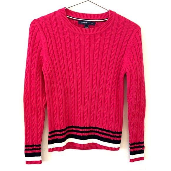 TOMMY HILFIGER
Cotton Cable-Knit Sweater, pink and navy - Picture 2 of 4